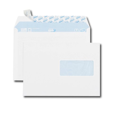 Paquet de 50 enveloppes Blanches auto-adhésives 80 grammes format C5 162x229mm fenêtre 45x100 réf6627
