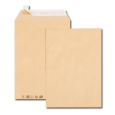 Paquet de 25 pochettes kraft brun auto-adhésives 90g format 24 260 x 330 mm
