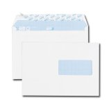 Boîte de 500 enveloppes C5 162x229mm Blanches auto-adhésives fenêtre 45x100 90g