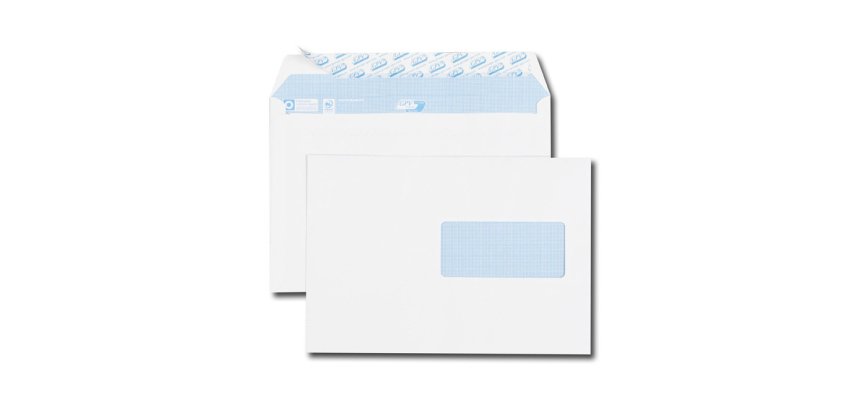 Boîte de 500 enveloppes C5 162x229mm Blanches auto-adhésives fenêtre 45x100 90g