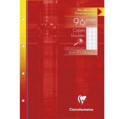 Copies doubles sous étui spécial déficients visuels A4 96 pages perforées 4 trous grands carreaux noirs 2,5mm agrandis 10x10