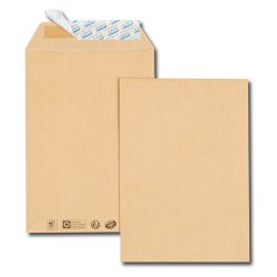 Paquet de 50 pochettes kraft brun auto-adhésives 85g format B5 176 x 250 mm
