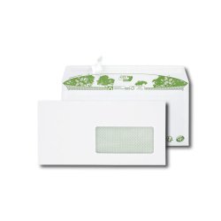 Boîte de 500 enveloppes recyclées extra Blanches Erapure, format DL 110x220mm fenêtre 45x100mm 80g