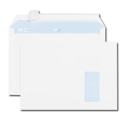 Enveloppe gpv c4 229x324mm 90g adhésive fermeture rapide sécurisée définitive fenêtre 50x100mm blanche boîte 250 unités