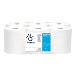 Paquet de 6 Bobines d'essuyage à dévidage central 2 plis pure cellulose, 450 formats L108m Blanc