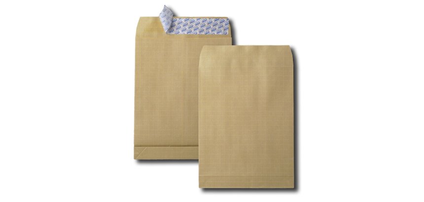 Pochette kraft armé 120g adhésive économique 24 260x330mm soufflets latéraux 30mm paquet 5 unités