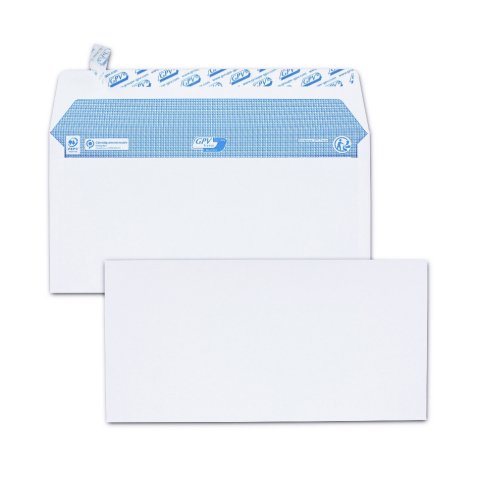 Boîte de 200 enveloppes DL 110x220mm 100g Blanches auto-adhésives PEFC