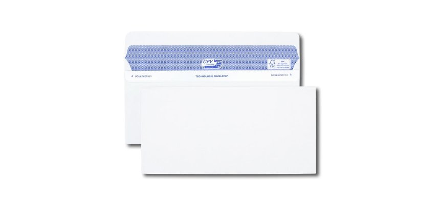 Enveloppe gpv dl+ 112x225mm 90g adhésive fermeture rapide sécurisée définitive blanche boîte 500 unités