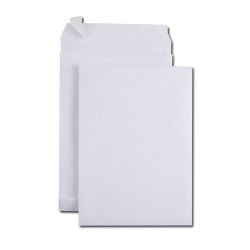 Paquet de 100 pochettes 130g kraft armé Blanc auto-adhésif, format C4 229x324 mm, soufflet 30mm