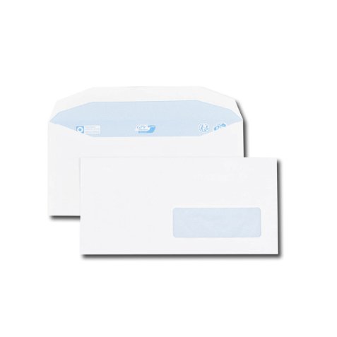 Boîte de 1000 enveloppes 115x225mm Blanches fenêtre 35x100 80g