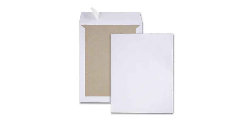 Paquet de 25 pochettes dos carton velin blanc 24 260x330 bande de protection
