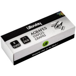 Boite de 5000 agrafes wonday n 26/6 galvanisees capacite d agrafage 2.5 mm