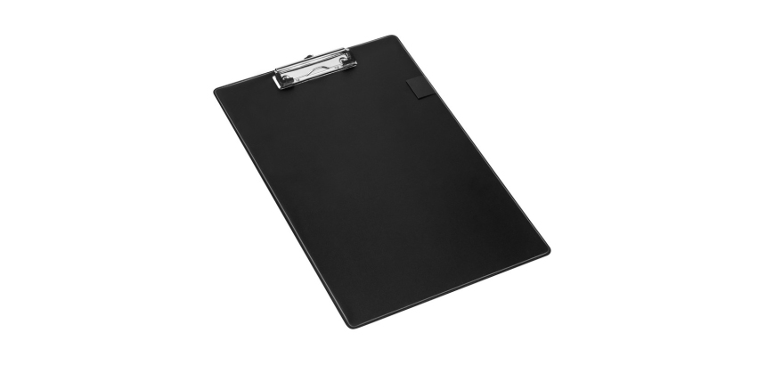 Porte-bloc wonday a pince pvc format a4+ standard avec      porte-stylo coloris noir