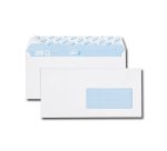 Boîte de 500 enveloppes DL 110x220mm Blanches auto-adhésives fenêtre 45x100 90g