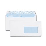 Boîte de 500 enveloppes DL 110x220mm Blanches auto-adhésives fenêtre 45x100 90g