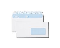 Boîte de 500 enveloppes DL 110x220mm Blanches auto-adhésives fenêtre 45x100 90g