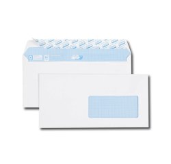 Boîte de 500 enveloppes DL 110x220mm Blanches auto-adhésives fenêtre 45x100 90g