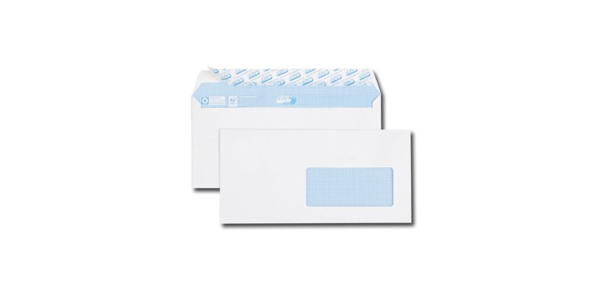 Boîte de 500 enveloppes DL 110x220mm Blanches auto-adhésives fenêtre 45x100 90g