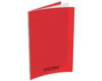 Cahier Conquerant classique agrafe 170x220 48p 90g seyes polypro rouge