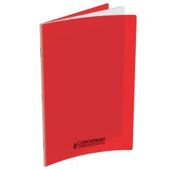 Cahier Conquerant classique agrafe 170x220 48p 90g seyes polypro rouge