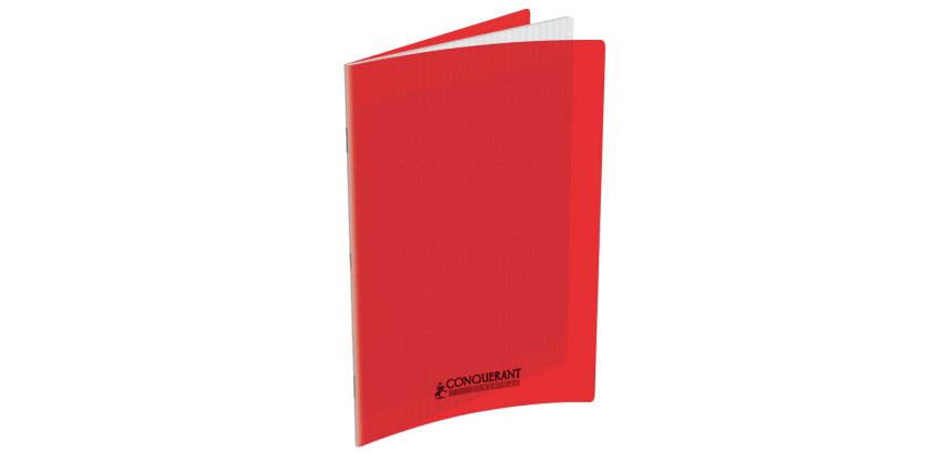 Cahier Conquerant classique agrafe 170x220 48p 90g seyes polypro rouge