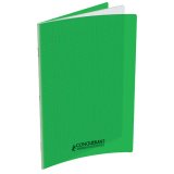 Cahier piqûre 17x22cm 96 pages 90g grands carreaux Seyès. Couverture polypropylène Vert