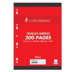 Feuilles simples Conquerant 7 perforees 170x220 film 100p 90g seyes