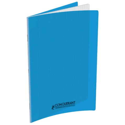 Cahier Conquerant classique agrafe 170x220 60p 90g seyes polypro bleu