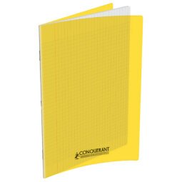 Cahier piqûre 17x22cm 48 pages 90g grands carreaux Seyès. Couverture polypropylène Jaune