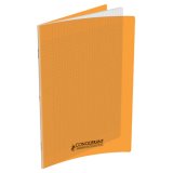 Cahier piqûre 17x22cm 48 pages 90g grands carreaux Seyès. Couverture polypropylène Orange