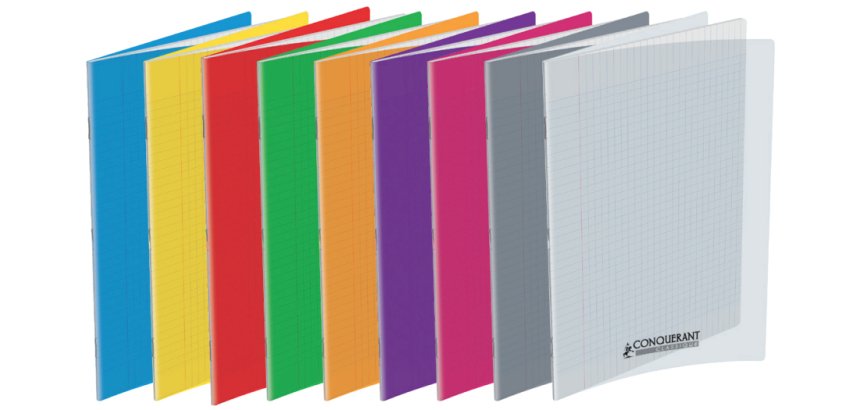 Cahier piqué conquérant classique couverture polypropylène rigide transparente a4 21x29,7cm 96 pages 90g séyès orange