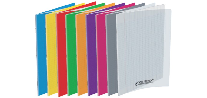 Cahier piqué conquérant classique couverture polypropylène rigide transparente a4 21x29,7cm 96 pages 90g séyès incolore