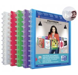Protège-documents Oxford variozip polyvision a4 40 vues / 20 pochettes amovibles couverture polypro coloris assortis