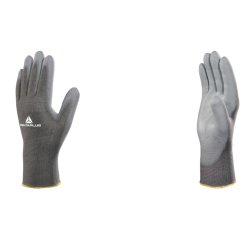 Gant tricot deltaplus polyamide paume enduite polyuréthane jauge 13 coloris gris taille 8 paire