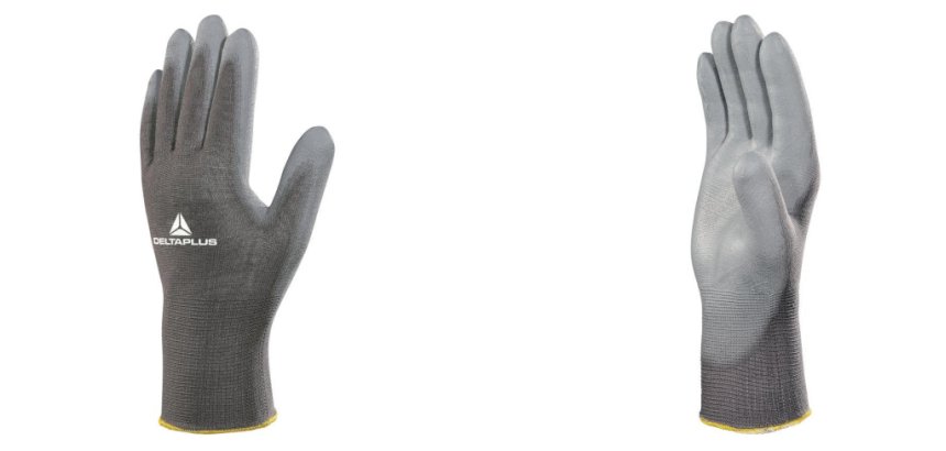 Gant tricot deltaplus polyamide paume enduite polyuréthane jauge 13 coloris gris taille 9 paire