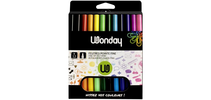 Feutre MIN'O, pointe fine, étui carton de 12