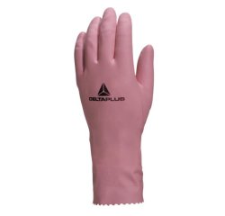Gant ménage deltaplus latex floqué longueur 30cm épaisseur 0.38mm coloris rose taille 6/7 paire