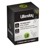 Boîte de 100 trombones polies galvanisé 25 mm
