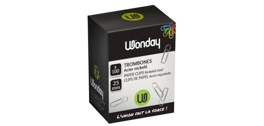 Trombone wonday galvanisé 25mm boîte 100 unités