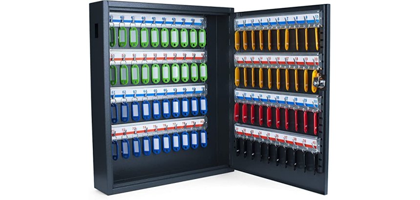 Armoire à clés Deluxe, pour 80 clés, gris foncé