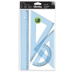 Kit de traçage 4 pièces en plastique incassable, 1 règle 30cm, 1 rapporteur, 2 équerres