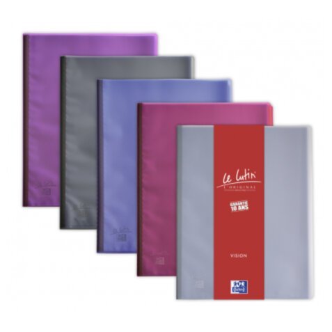 Protège-documents LUTIN VISION 40 vues, 20 pochettes. En PVC translucide. Coloris assortis