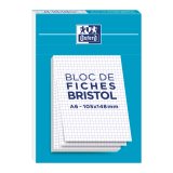 Fiche bristol non perforées A6 5 x 5 blanc Oxford - Bloc de 30