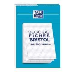 Fiche bristol non perforées A6 5 x 5 blanc Oxford - Bloc de 30