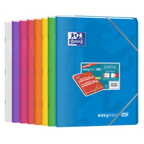 Cahier easybook Oxford extra large agrafe 240x320 96pages seyes assorti