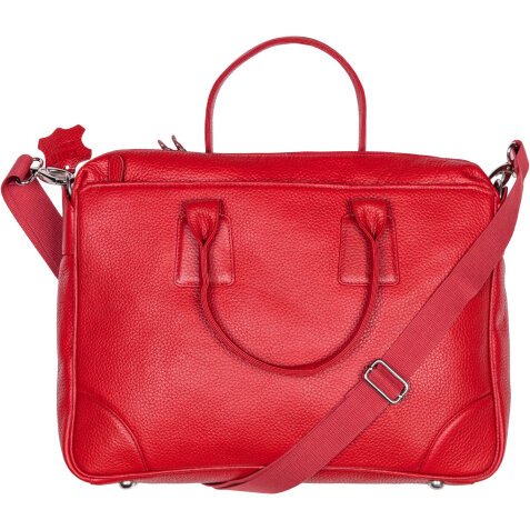 Sacoche cabas Goya en cuir pleine fleur de vachette grainée 40x6,5x29cm. Coloris rouge