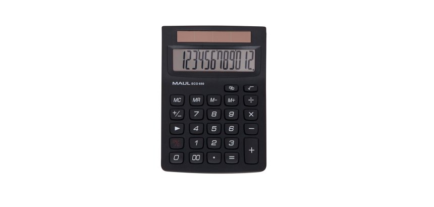 Calculatrice maul bureau eco 650 12 chiffres ecran 1 ligne 3 touches memoires touche pourcentage racines coloris noir