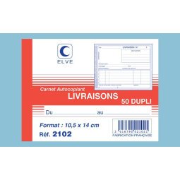 Manifold autocopiant Livraison format 10,5x14cm, 50 feuillets dupli