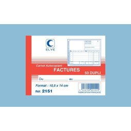 Manifold autocopiant facture format 10,5x14cm, 50 feuillets dupli