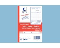 Carnet elve factures/devis pour auto-entrepreneurs 21x14cm 50 duplis